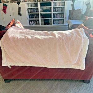 Restoration Hardware Light Pink Faux Fur Throw Lap Blanket Thick Fleece 42"X60"